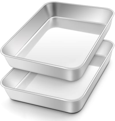 Dailygoods- Bakplaat Roestvrij Staal - 2-delige Set - Diepe Ovenplaat - Vaatwasmachinebestendig - Gezond Bakken - 26,5 x 20,5 x 5 cm