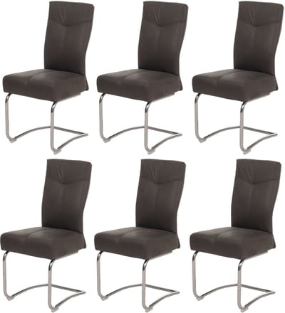 Set van 6 eetkamerstoelen MCW-G56, keukenstoel sledestoel, textiel suèdelook ~ grijs