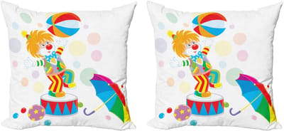 ABAKUHAUS Decoratieve kussenhoes met clownmotief, 2 stuks, modern accent, dubbelzijdige digitale print, 45x45 cm, meerkleurig