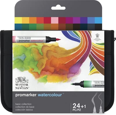 Winsor & Newton 0290171 Promarker Watercolour 24 stuks Basic Collection etui | Professionele aquarel markers