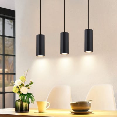 NETTLIFE Hanglamp - GU10 - zwart - 3-Lichts - moderne rechthoekig hanglamp - metaal eetkamerlamp voor keuken | slaapkamer-excl. lichtbron