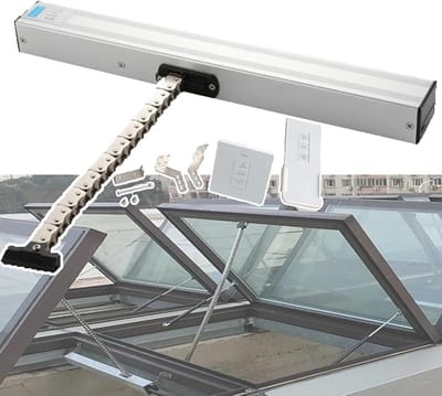 Elektrische Raamopener - Automatische Openhouder - Ramen Openen - Dubbele Ketting - 400mm Slag - Zilver