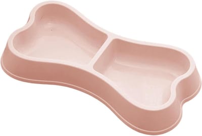 Honden voerbak - Dubbele bak - Stabiel voeren - Verbrede basis - 27x16x7 cm - Roze