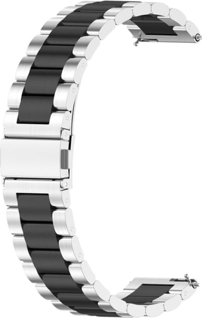 Stalen bandje - RVS - geschikt voor Huawei Watch GT Runner 2 / GT 2(e) 46 mm / GT 3 / 4 / 5 (Pro) 46 mm / Watch 3 (Pro) / Watch 4 (Pro) / GT 6 (PRO) 46mm - zilver / zwart