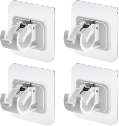 Dailygoods- Gordijnroede Beugel Zelfklevend - 4 Stuks - Geen Boor - Hoogwaardig ABS - Maximaal 25KG - Geschikt voor Gladde Muren - Gordijnhaak