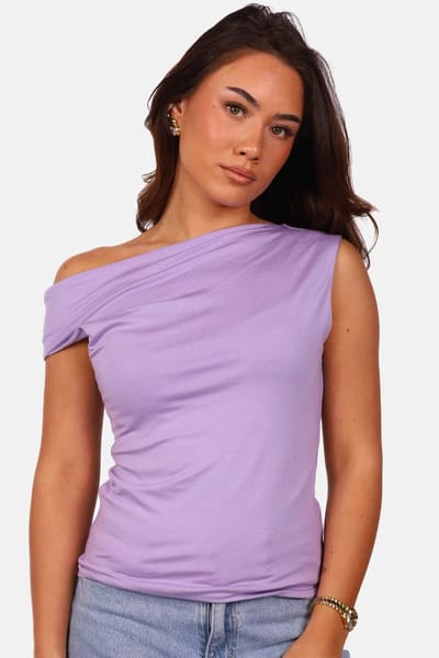 Getdrezzed Top - Maat: XS - Dubbel gevoerde top met asymmetrische halslijn mouwloos lila
