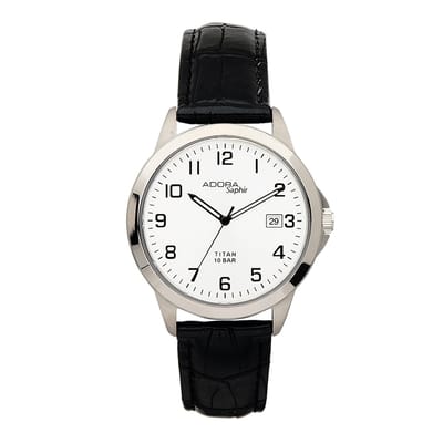 Mooi Herenhorloge – 37 mm – Titanium Horlogekast – Saffierglas – Zwarte Leren Band – Datum – 10 BAR Waterdicht – Model AS4138