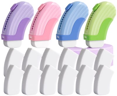 schoolspullen-school spullen-Set rubberen gummen - schuifgum - Geen spoor of puin meer over-grote witte gum - geschikt voor school, kantoor, tekenen, potloodgum voor kinderen (paars + roze + groen + blauw + 12 navullingen)