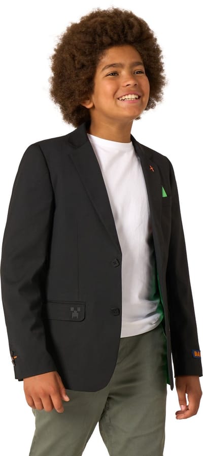 OppoSuits Daily Jongens Minecraft Blazer - Tiener Jasje - Overworld - Zwart - Maat 170/176