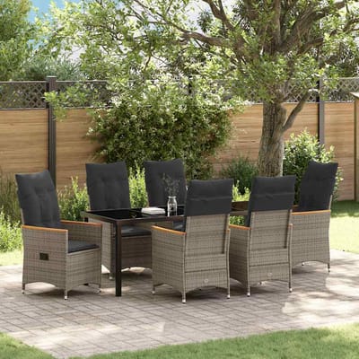 vidaXL - Tuin - Eettafel - Set - 7 - st - Grijs - poly - rattan