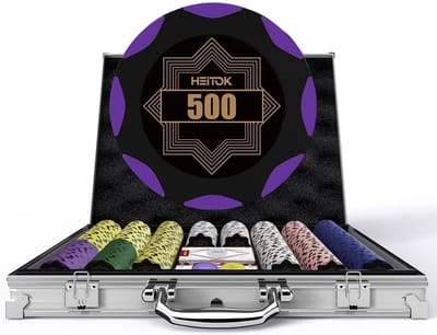 Thijox - Pokerset 500 Pokerchips 14g Clay Composite met Luxe Waarde Koffer voor 2-10 Spelers - Perfect voor Thuisavonden, Blackjack en Georganiseerde