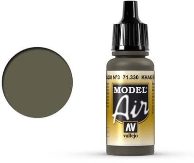 Vallejo Hobbyverf Acrylverf - 71330 Model Air Khaki Green Num 3 - Acryl Verf flesje - 17 ml
