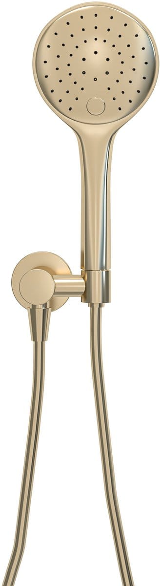 Wiesbaden Unimatch handdoucheset met handdouche 3 standen diameter 12 cm, doucheslang en wandaansluitbocht geborsteld messing