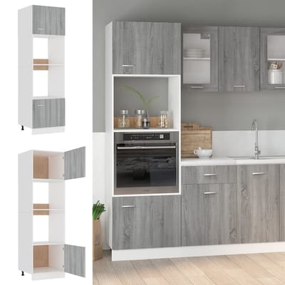 vidaXL - Magnetronkast - Lyon - 60x57x207 - cm - bewerkt - hout - grijs - sonoma - eiken