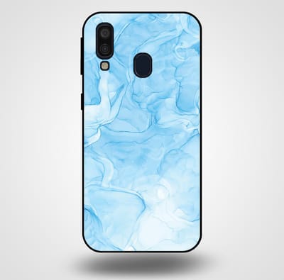 Smartphonica Telefoonhoesje voor Samsung Galaxy A40 met marmer opdruk - TPU backcover case marble design - Lichtblauw geschikt voor Samsung Galaxy A40