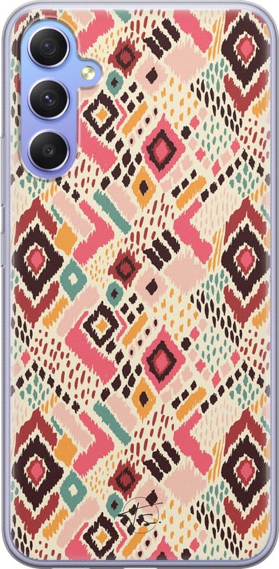 Hoesje geschikt voor Samsung Galaxy A34 - Boho vibes - Soft Case - TPU - Print - Oranje - Mooie Telefoonhoesjes