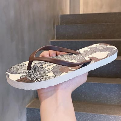 Dames Zomer Boheemse Strandsandalen Platte Slippers Dames Mode Pantoffels Binnenschoenen Zilveren Bloemen Slides 35-36 bruin