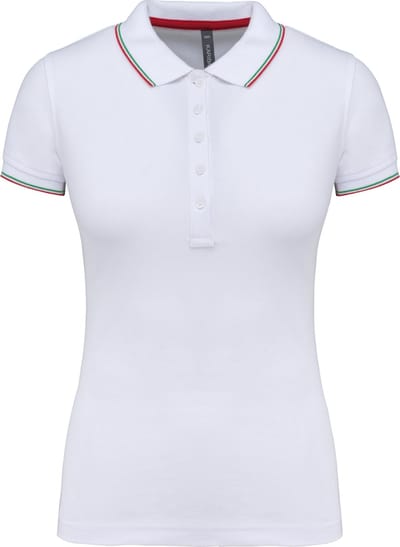 Kariban Damespolo korte mouwen K251 - White / Red / Green - S