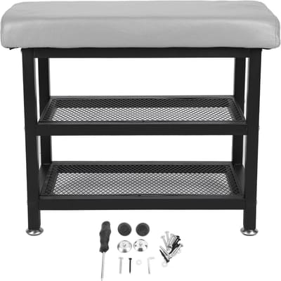 23,6 inch Entree Schoenenrek met Gekussende Zitting Schoenenbank voor Entree 2 Planken Opbergbank met