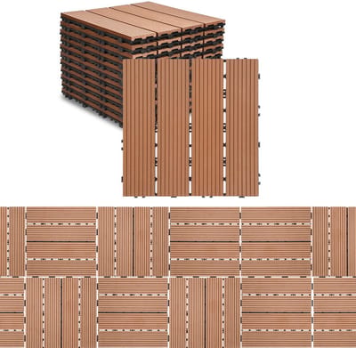 Terrastegels WPC - Composiet Tegels - Tuin & Balkon - Eenvoudig Kliksysteem - 30x30cm 1m² - Bruin