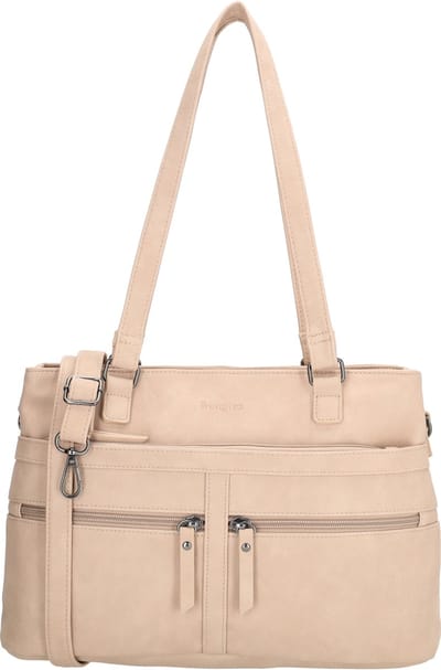 Beagles Majorca Schoudertas - Dames - Twee Hoofdvakken Met Rits - Verstelbare En Afneembare Schouderband - Shopper - Lichttaupe