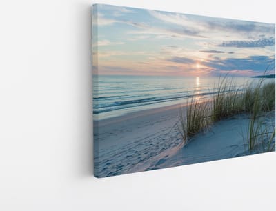 Saammp Canvas Schilderij - Zonsondergang - Strand en Zee - 30x20 - Foto op canvas - Wanddecoratie - muurdecoratie Woonkamer - Slaapkamer decoratie - Canvas Print