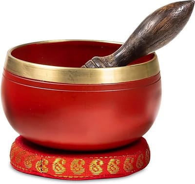 Klankschaal Set - Stuit / Wortel / Basis Chakra - 1e Chakra - Rood - Chakra Klankschaal - Cadeau set incl. Klopper en Kussentje