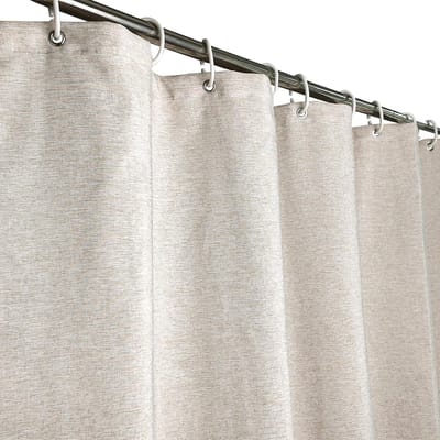 Douchegordijn linnenlook beige 200 x 220 cm, van kunstlinnen textiel zware belasting waterafstotend, breedte 200 x hoogte 220 cm
