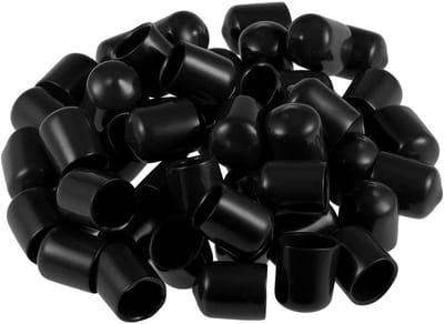 50 stuks rubberen eindkappen 18 mm ID - flexibele zwarte schroefdoppen en draadbeschermers voor bouten, schroeven, buizen, kabels en draden - duurzame rubberen hoezen voor bescherming en afwerking