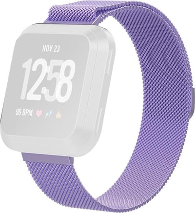 By Qubix - Compatible Fitbit bandje - geschikt voor Fitbit Versa 1 / 2 & Lite milanese bandje - Maat: Large - Lila Smartwatchbandje bandje Armband Polsband Strap Band Watchband