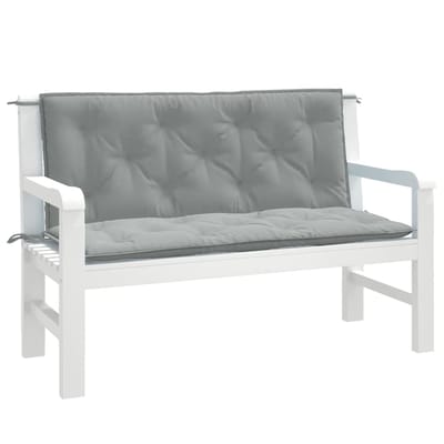 vidaXL - Tuinbankkussens - 2 - st - 120x50x7 - cm - stof - gemêleerd - lichtgrijs