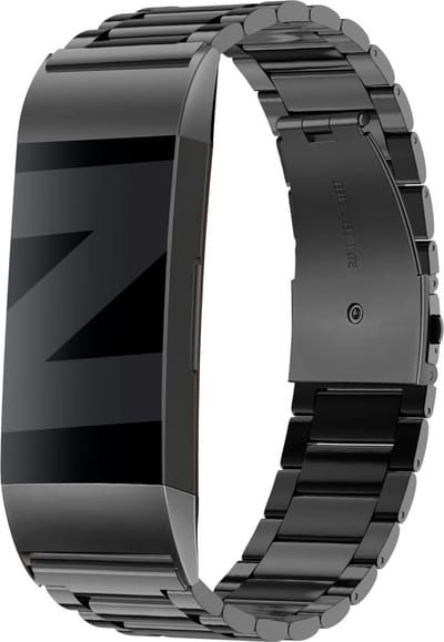 Bandz stalen band 'Classic' geschikt voor Fitbit Charge 3 / Charge 4 - Hoogwaardig stalen materiaal bandje - Inclusief inkortset - zwart metalen bandje