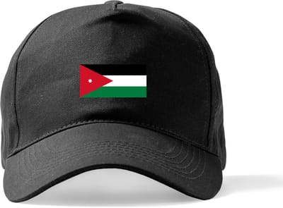 Zwarte Pet Beechfield met Wereldvlaggen, land Jordanie klittenbandsluiting