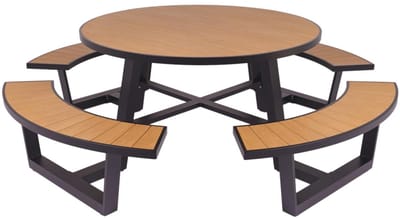 MaximaVida ronde aluminium picknicktafel Bermuda Ø 250 cm zwart