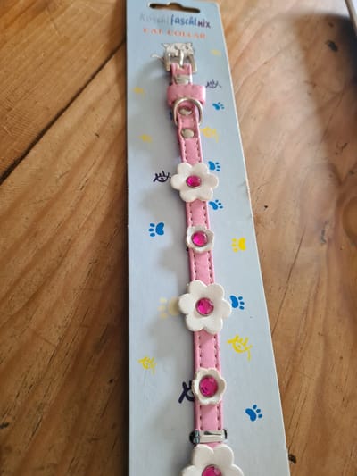 Kattenhalsband Roze met bloemen