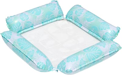 Set van 1 stuk - Waterhangmat - Opblaasbare drijfmat voor in het zwembad - Opblaasbare ligmat - Opblaasbare drijfmat voor op vakantie - Verdikt PVC-materiaal - Geschikt voor zomerfeesten, strand en andere wateractiviteiten - 120*110 cm - Blauw