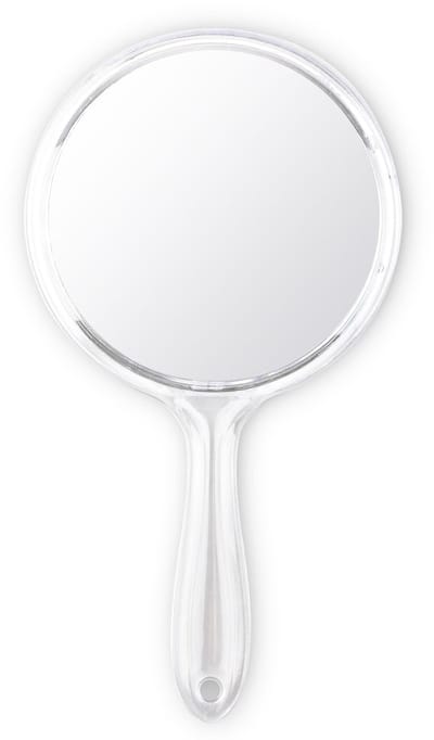 Dailygoods- Handspiegel Dubbelzijdig 1X/2X Vergroting - Ronde Make-up Spiegel - Kunststof/Glas - 21.5x11.5cm - Lichtgewicht/Compact