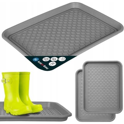 KOTARBAU® 2 stuks Schoenenlekbak, Lekbak Schoenen, Kunststof, 38 x 50 cm, Grijs, Schoenendruipbak, Schoenmat, Laarzen Afdruipmat, Schoenafdruipbak, Schoenenschaal, Lekbak voor Natte Schoenen