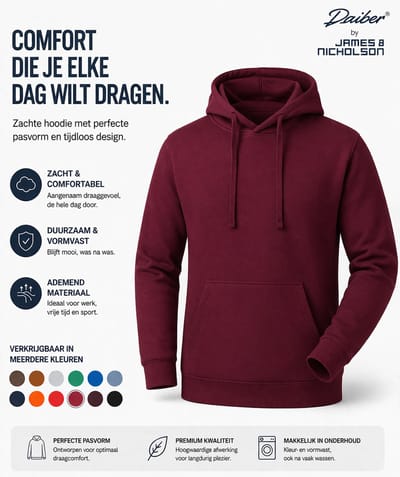 James And Nicholson Heren Basis Hoodie (Wijn)