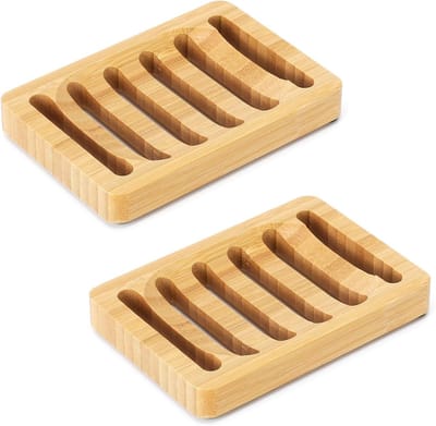 Houten zeepbakje met afvoer voor wastafel, douche en badkamer - 2 stuks, ideaal voor badkuip en camper