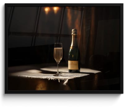 Fotolijst inclusief poster - Posterlijst 70x50 cm - Posters - Prosecco - Bubbels - Sfeervol - Drank - Foto in lijst - Keuken decoratie muur - Wanddecoratie accessoires - Muurdecoratie - Schilderijen