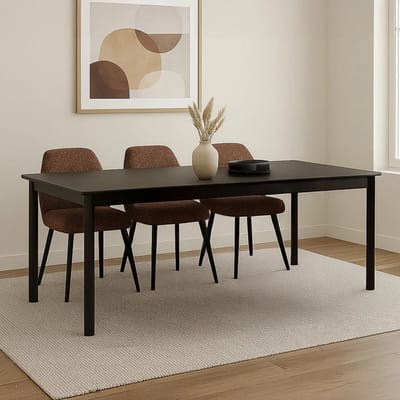 Eettafel Rechthoekig 220x90 cm Bruin Eiken Fineer – Luxe Moderne Tafel voor Woonkamer en Eethoek – Novihome