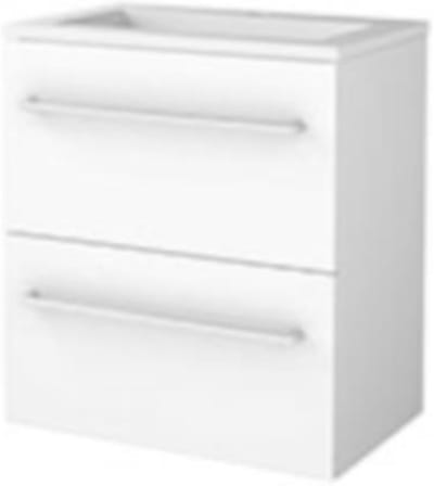 Basic-Line Start 39 Badkamermeubelset - Ondiep - 60 x 39 cm - Met Grepen - 2 Lades - Acryl Wastafel - 1 Kraangat - Ice White