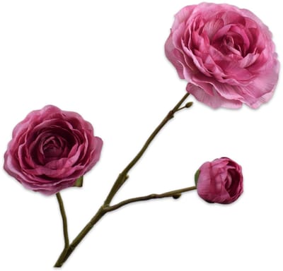 Silk-ka Kunstbloem-Zijden Bloem Ranonkel Tak Paars 46 cm