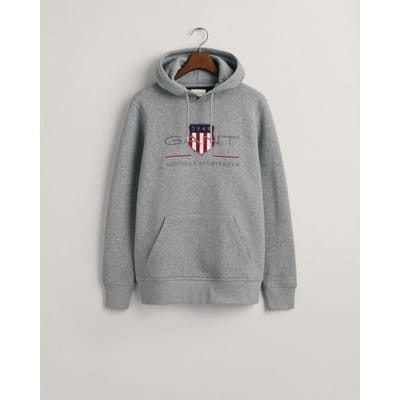 Gant Trui Archive Shield Embroidery Hoodie Grijs Melange / male