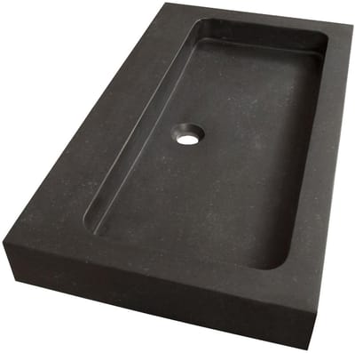 Brauer Lava Wastafel - 80 cm - met 1 Spoelbak en 0 Kraangaten - Natuursteen Basalt Antraciet