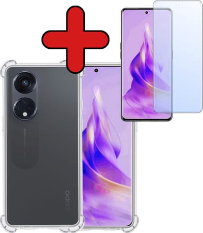 Hoesje - Met Screenprotector - Geschikt voor OPPO Reno 8T 4G - Sterk & Shockproof - Back Cover - Siliconen Case - Telefoon Hoes - Shock Proof - Telefoonhoes - Transparant