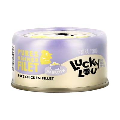12x 70g Lucky Lou Extra Food Filet in bouillon Kipfilet nat kattenvoer