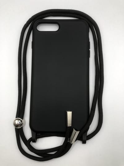 Hoogwaardige Siliconen Backcover met Koord - Geschikt voor iPhone 7/8 Plus - Premium Kwaliteit TPU Siliconen backcover - Zwart