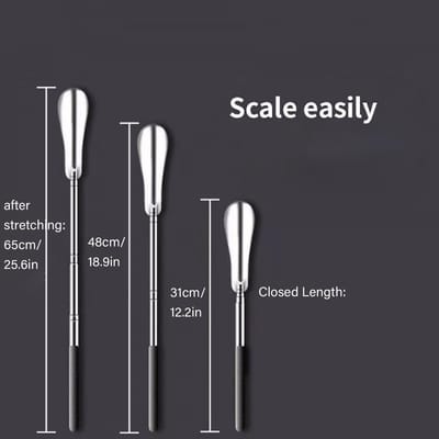 Dailygoods- Schoen Puller Extra Lang - Schoentrekker Verstelbaar - Schoenrekker Roestvrij Staal - Antiroest - Intrekbaar 31-65cm - Hoogwaardig Materiaal